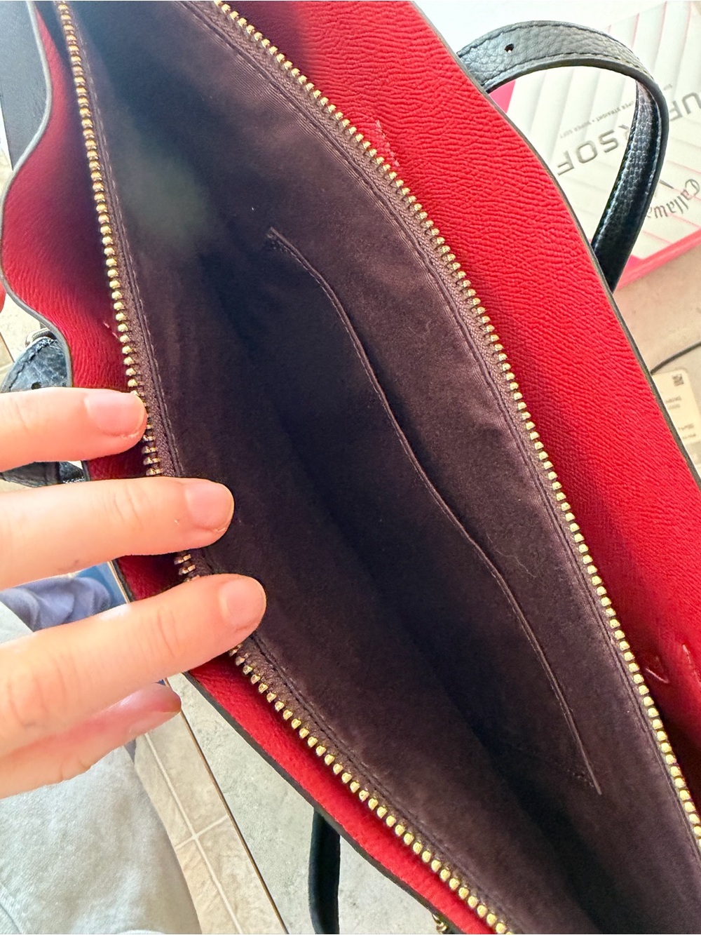 Coach Black Leather Tote with Red Interior and Gold Hardware - Picture 4 of 4